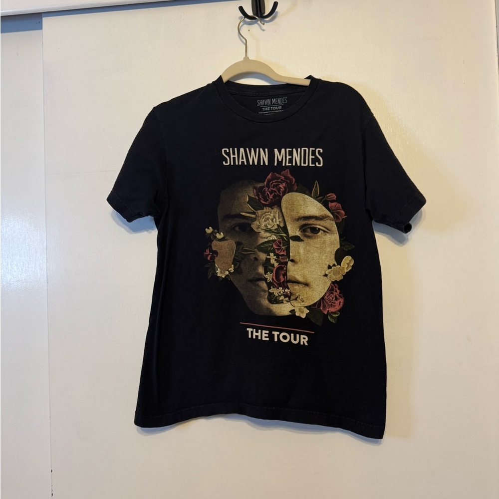 Shawn Mendes Tour‎ Graphic Tee 2019- Black Floral Face Design